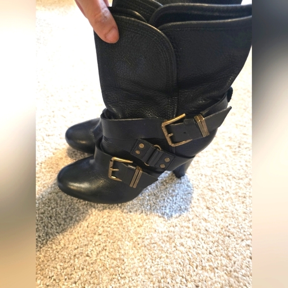 DKNYC - Black Leather Women's Boots - Picture 1 of 10